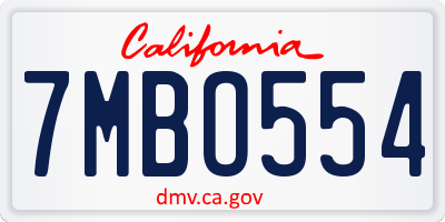 CA license plate 7MBO554
