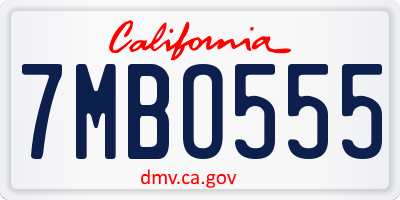 CA license plate 7MBO555