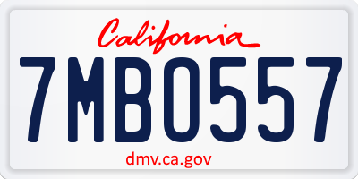 CA license plate 7MBO557