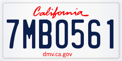 CA license plate 7MBO561