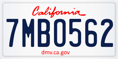 CA license plate 7MBO562