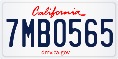 CA license plate 7MBO565