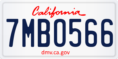 CA license plate 7MBO566