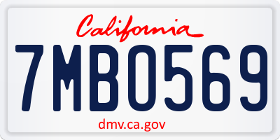 CA license plate 7MBO569