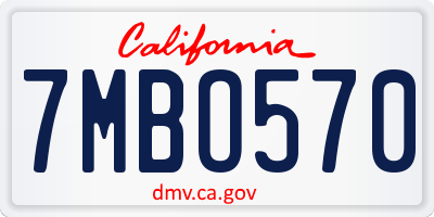 CA license plate 7MBO570