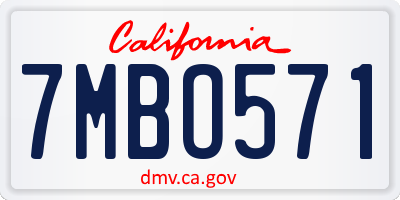 CA license plate 7MBO571