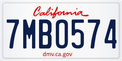 CA license plate 7MBO574