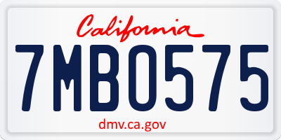 CA license plate 7MBO575