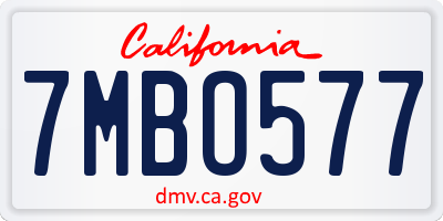 CA license plate 7MBO577