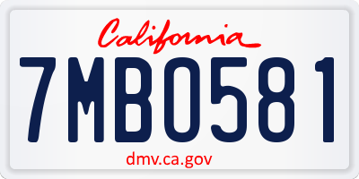 CA license plate 7MBO581