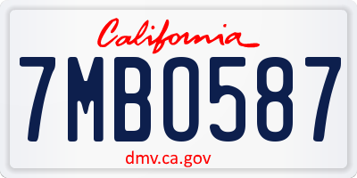 CA license plate 7MBO587