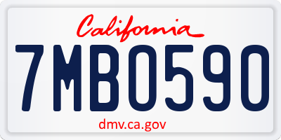 CA license plate 7MBO590