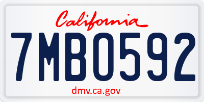 CA license plate 7MBO592