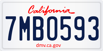 CA license plate 7MBO593