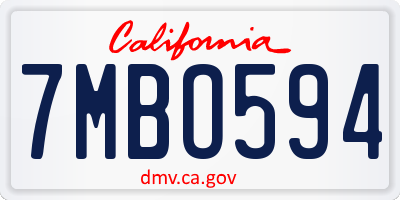 CA license plate 7MBO594
