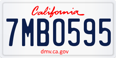 CA license plate 7MBO595