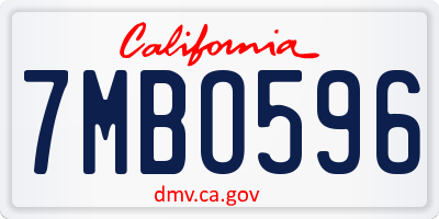 CA license plate 7MBO596