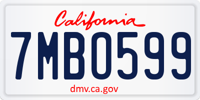 CA license plate 7MBO599