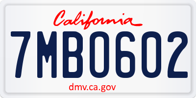 CA license plate 7MBO602