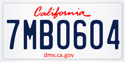 CA license plate 7MBO604