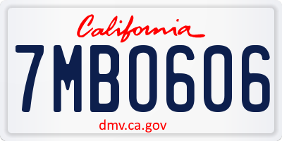 CA license plate 7MBO606