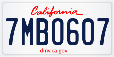 CA license plate 7MBO607