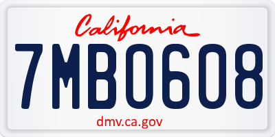 CA license plate 7MBO608