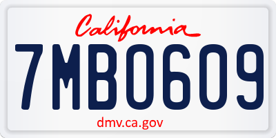CA license plate 7MBO609