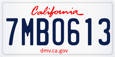 CA license plate 7MBO613
