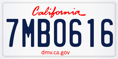 CA license plate 7MBO616