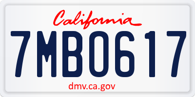 CA license plate 7MBO617