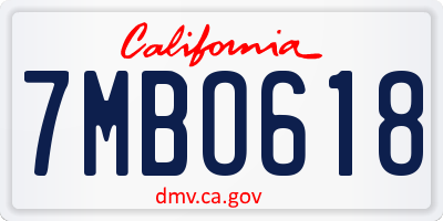 CA license plate 7MBO618