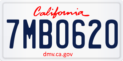 CA license plate 7MBO620
