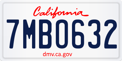 CA license plate 7MBO632