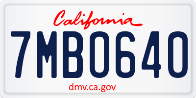 CA license plate 7MBO640