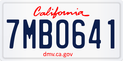 CA license plate 7MBO641