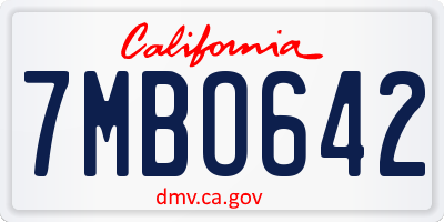 CA license plate 7MBO642