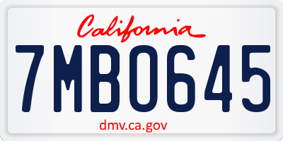 CA license plate 7MBO645