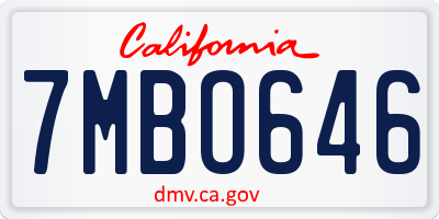 CA license plate 7MBO646