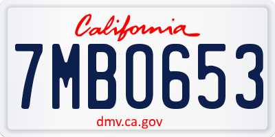 CA license plate 7MBO653