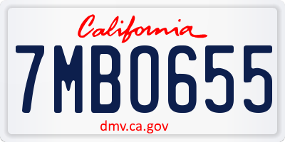 CA license plate 7MBO655