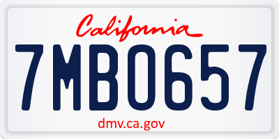 CA license plate 7MBO657