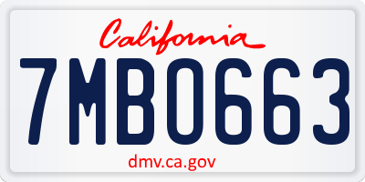 CA license plate 7MBO663