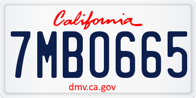 CA license plate 7MBO665
