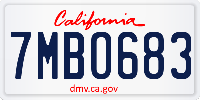 CA license plate 7MBO683
