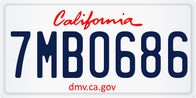 CA license plate 7MBO686
