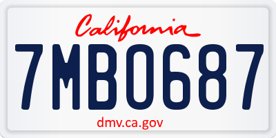 CA license plate 7MBO687
