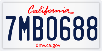 CA license plate 7MBO688