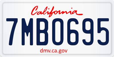 CA license plate 7MBO695