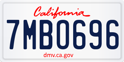 CA license plate 7MBO696